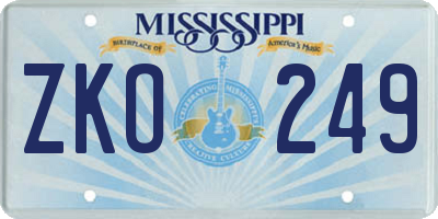 MS license plate ZKO249