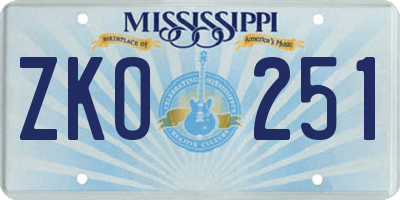MS license plate ZKO251