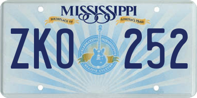MS license plate ZKO252