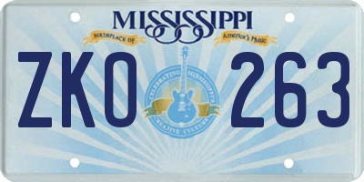 MS license plate ZKO263