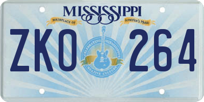 MS license plate ZKO264