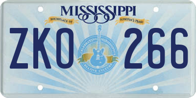 MS license plate ZKO266
