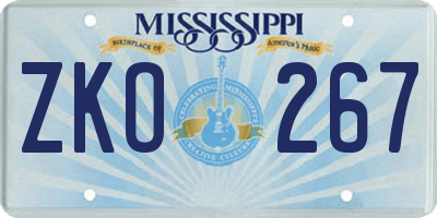 MS license plate ZKO267