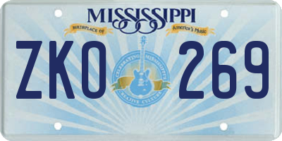 MS license plate ZKO269