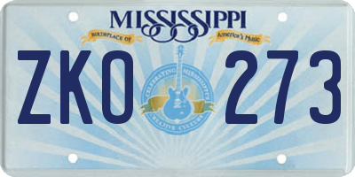 MS license plate ZKO273