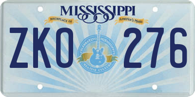 MS license plate ZKO276