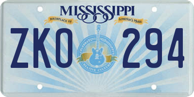 MS license plate ZKO294