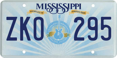 MS license plate ZKO295