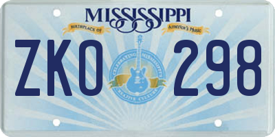 MS license plate ZKO298