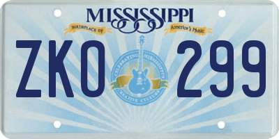 MS license plate ZKO299
