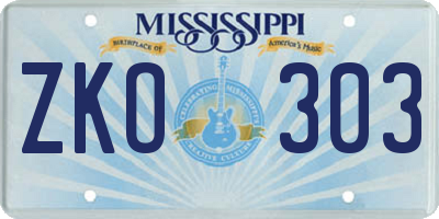 MS license plate ZKO303