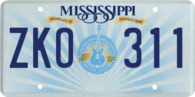 MS license plate ZKO311