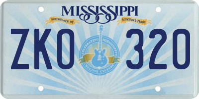 MS license plate ZKO320