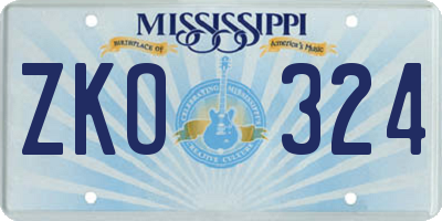 MS license plate ZKO324