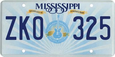 MS license plate ZKO325