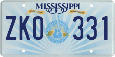 MS license plate ZKO331