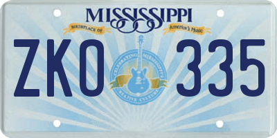 MS license plate ZKO335