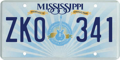 MS license plate ZKO341