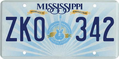 MS license plate ZKO342