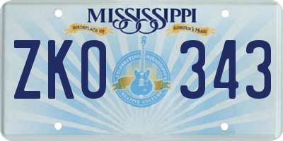 MS license plate ZKO343