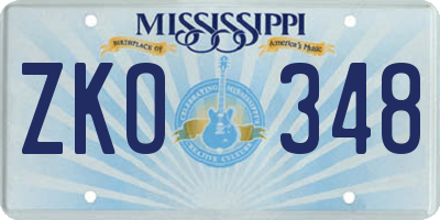 MS license plate ZKO348