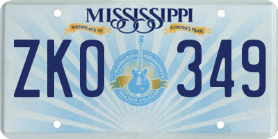 MS license plate ZKO349