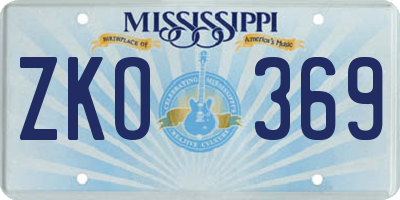 MS license plate ZKO369