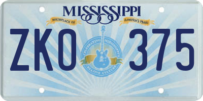 MS license plate ZKO375