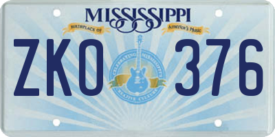 MS license plate ZKO376
