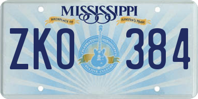 MS license plate ZKO384