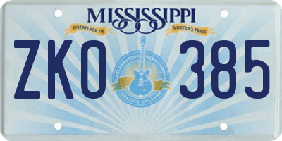 MS license plate ZKO385