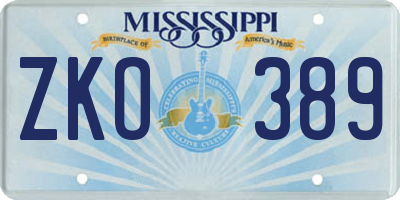 MS license plate ZKO389