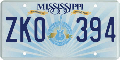 MS license plate ZKO394