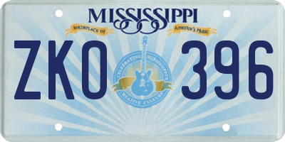 MS license plate ZKO396