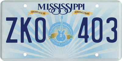 MS license plate ZKO403