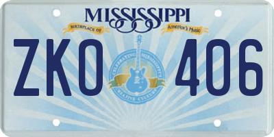 MS license plate ZKO406