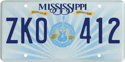 MS license plate ZKO412