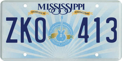 MS license plate ZKO413