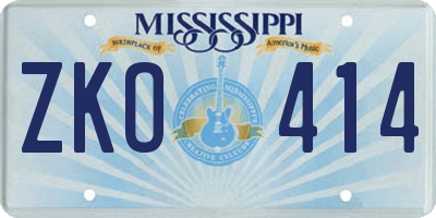 MS license plate ZKO414