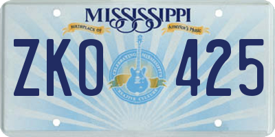 MS license plate ZKO425
