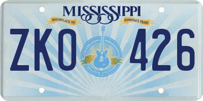 MS license plate ZKO426