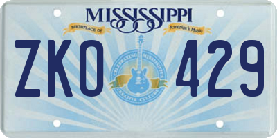 MS license plate ZKO429