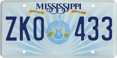 MS license plate ZKO433