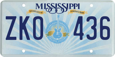 MS license plate ZKO436