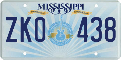 MS license plate ZKO438