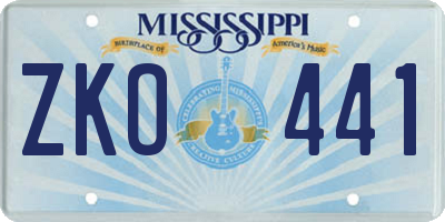 MS license plate ZKO441