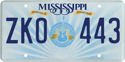MS license plate ZKO443