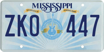 MS license plate ZKO447