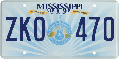 MS license plate ZKO470