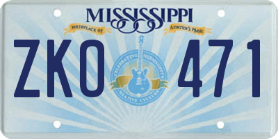 MS license plate ZKO471